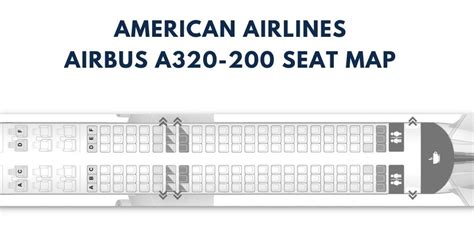Seat map of American Airlines Airbus A320 aircraft.